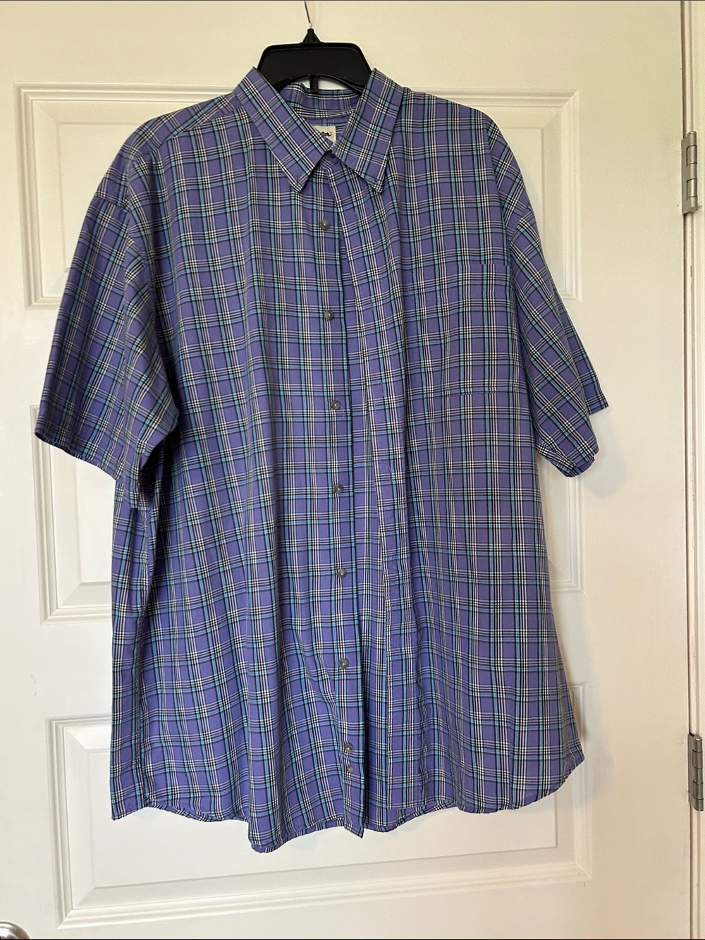 Wrangler Men’s Short-Sleeve Plaid Button-Down Shirt - Blue & Green